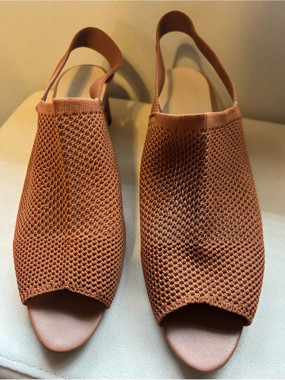 Women’s Open-Toe Knit Slingback Sandals — Rust